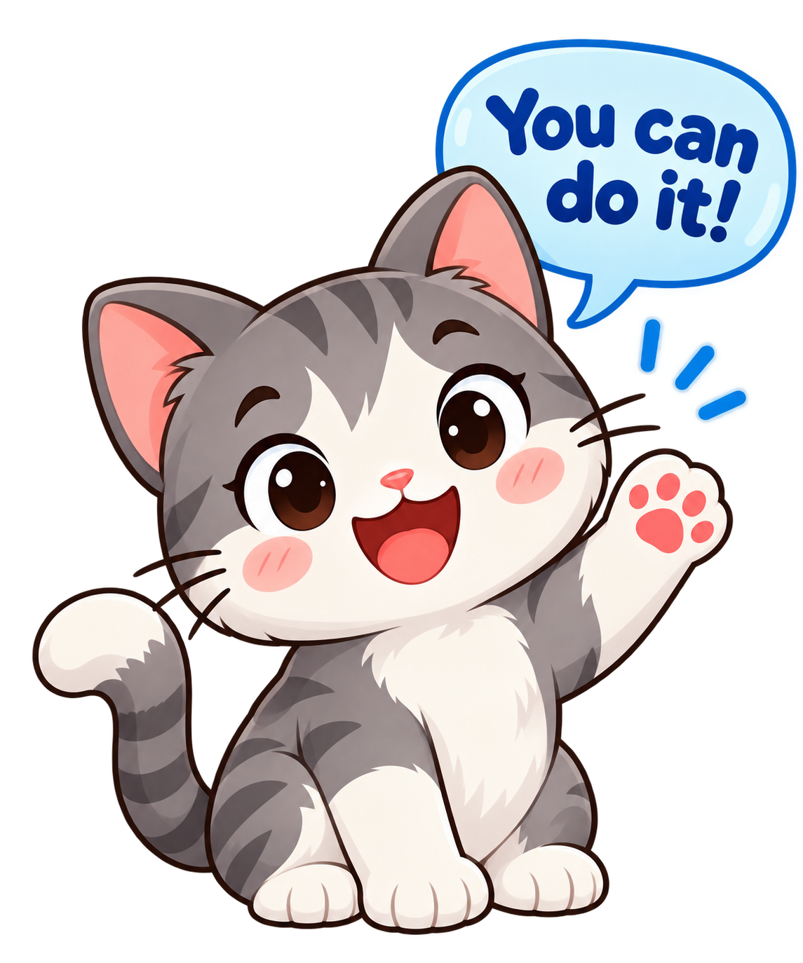Cheering cat saying You can do it!