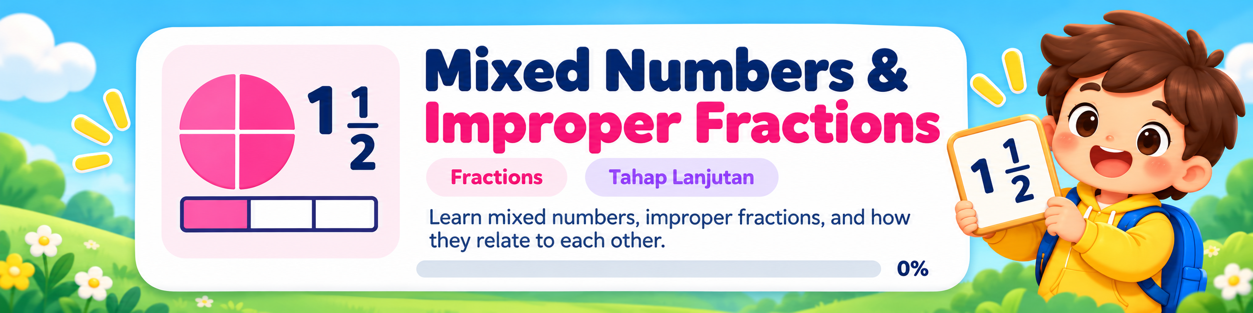 Mixed Numbers and Improper Fractions: learn mixed numbers, improper fractions, and how they relate to each other.